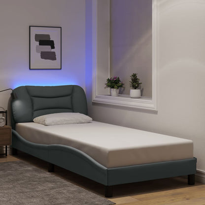 Rám Postele S Led Bez Matrace Hvar Světle Šedá 90X190 Cm Látka