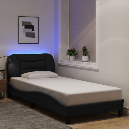 Rám Postele S Led Bez Matrace Hvar Černý 90X190 Cm Látka
