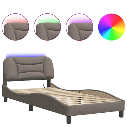 Rám Postele S Led Bez Matrace Hvar Taupe 90X190 Cm Látka