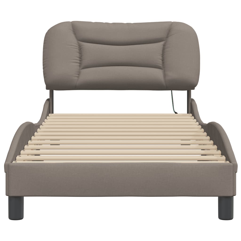 Rám Postele S Led Bez Matrace Hvar Taupe 90X190 Cm Látka
