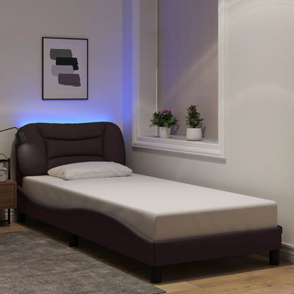 Rám Postele S Led Bez Matrace Hvar Tmavě Hnědá 90X200 Cm Látka