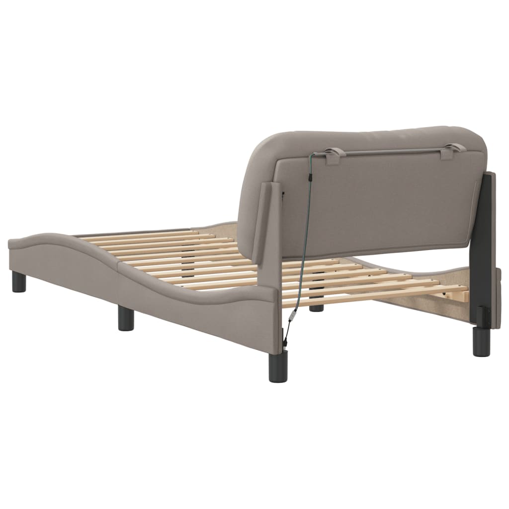 Rám Postele S Led Bez Matrace Hvar Taupe 90X200 Cm Látka