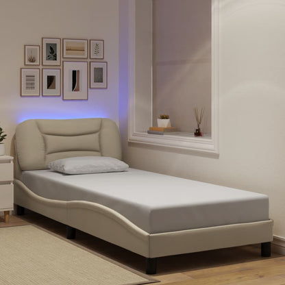 Rám Postele S Led Bez Matrace Hvar Krémový 90 X 200 Cm Textil