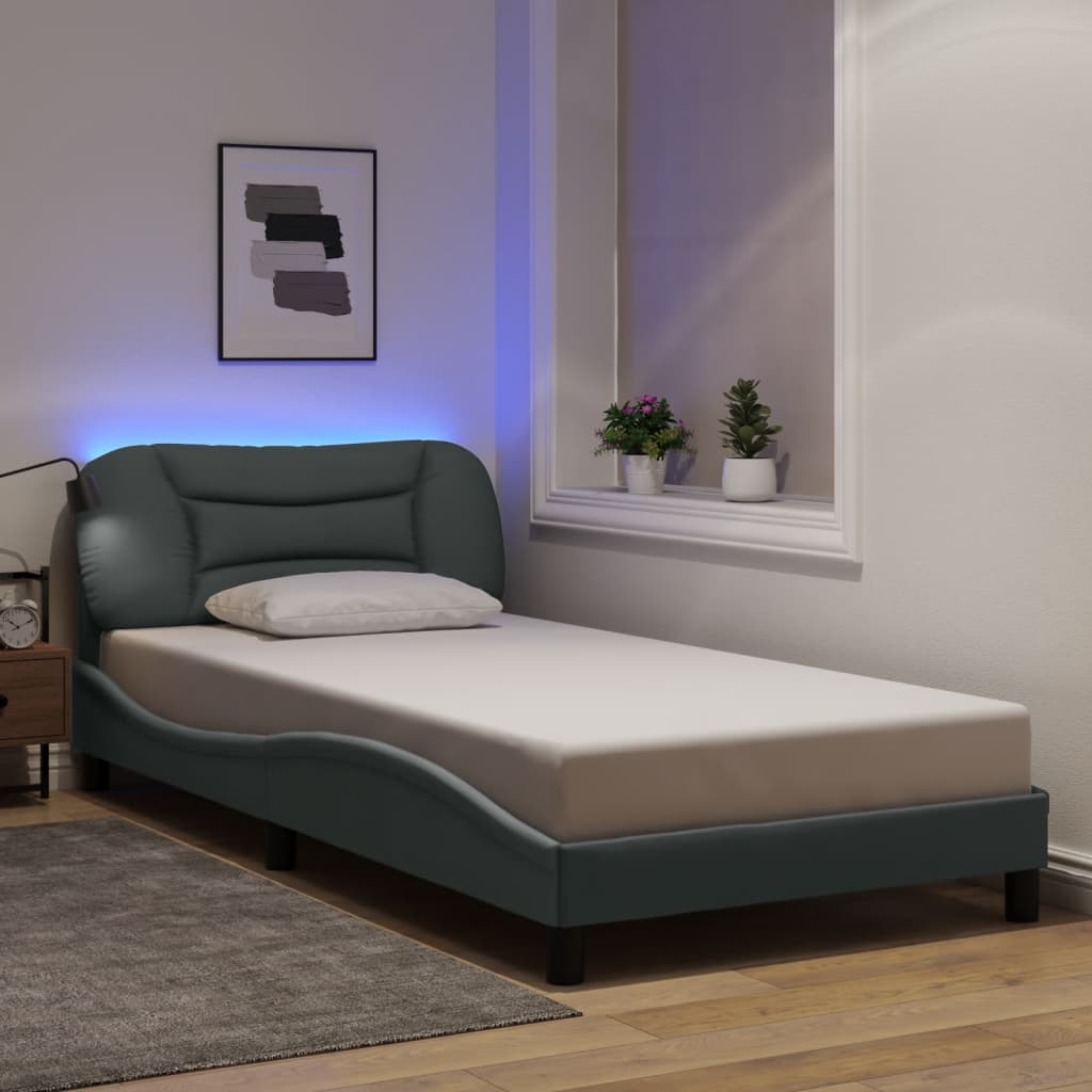 Rám Postele S Led Bez Matrace Hvar Světle Šedá 100X200 Cm Látka