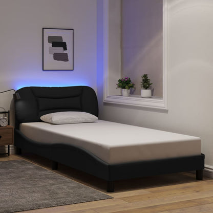 Rám Postele S Led Bez Matrace Hvar Černý 100X200 Cm Látka