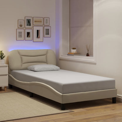Rám Postele S Led Bez Matrace Hvar Cream 100X200 Cm Látka