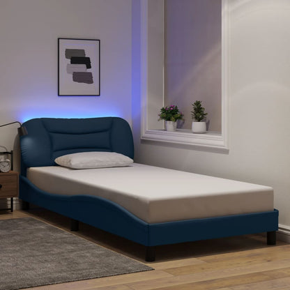 Rám Postele S Led Bez Matrace Hvar Modrá 100X200 Cm Látka