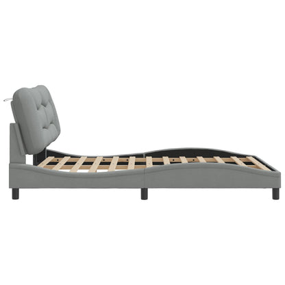 Rám Postele S Led Bez Matrace Hvar Světle Šedá 140X190 Cm Látka