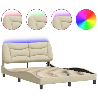 Rám Postele S Led Bez Matrace Hvar Cream 140X190 Cm Látka