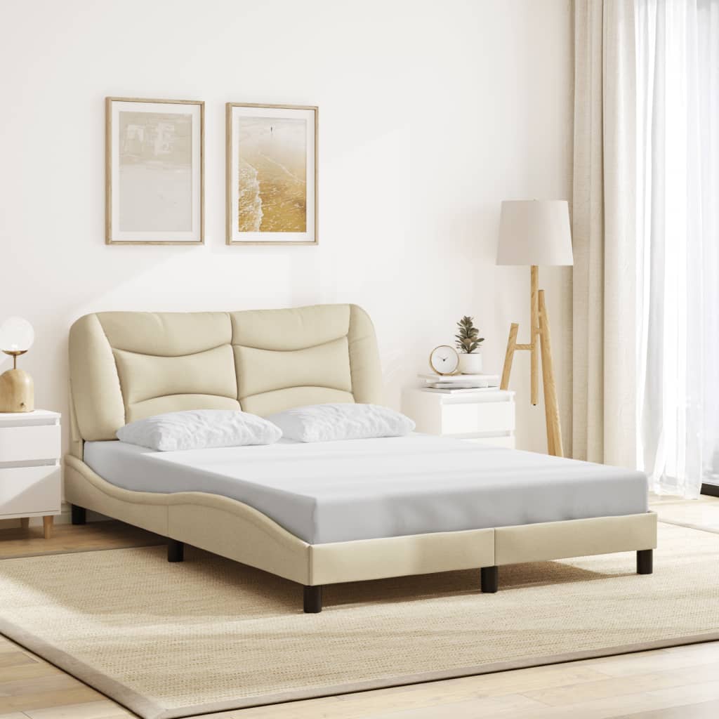 Rám Postele S Led Bez Matrace Hvar Cream 140X190 Cm Látka