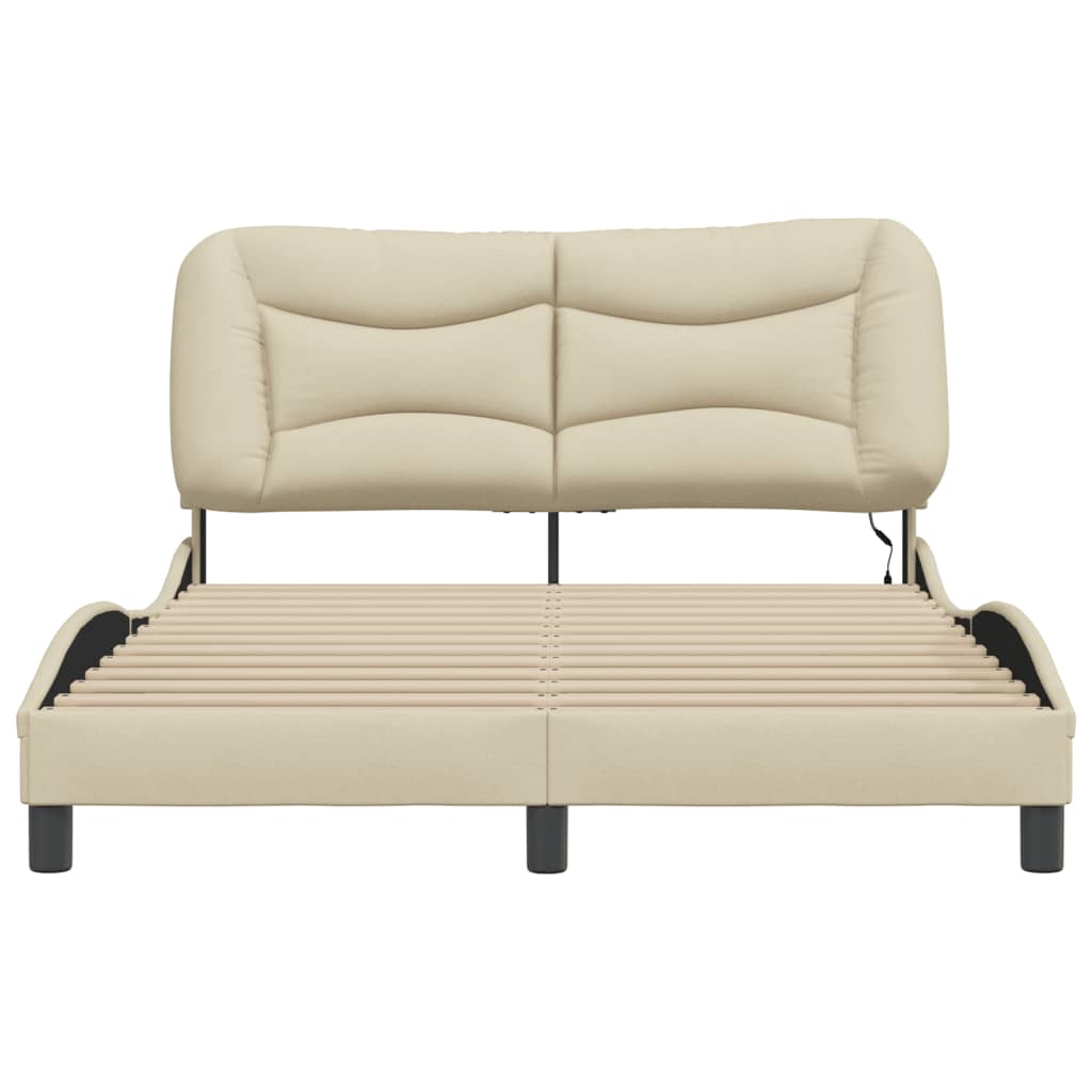 Rám Postele S Led Bez Matrace Hvar Cream 140X190 Cm Látka