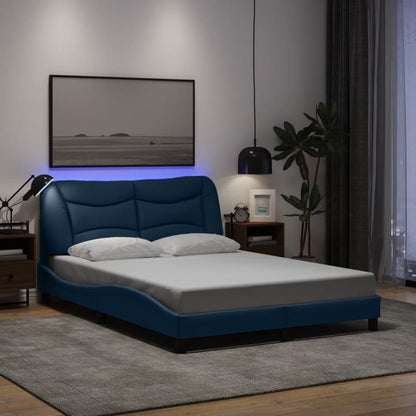 Rám Postele S Led Bez Matrace Hvar Modrá 140X190 Cm Látka