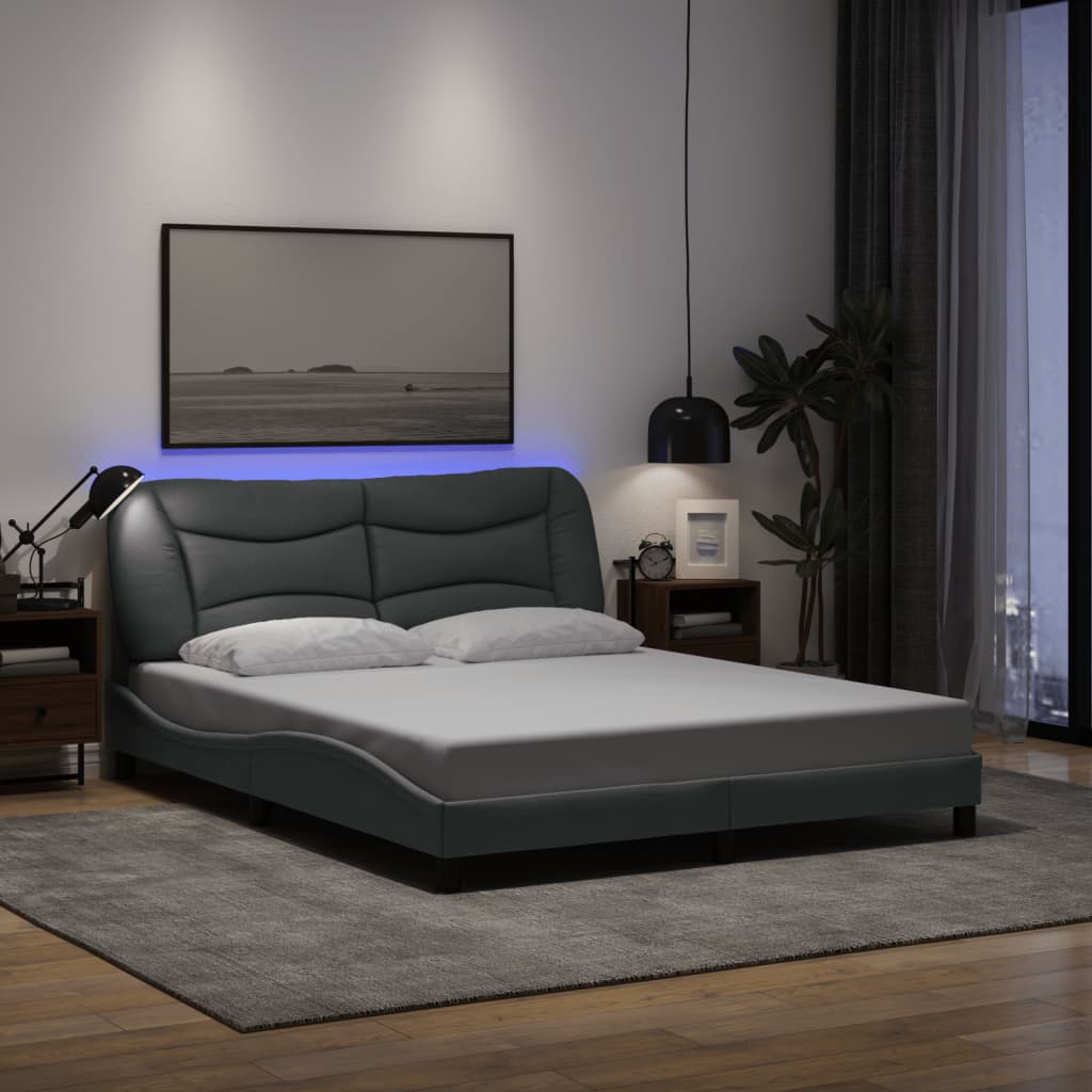 Rám Postele S Led Bez Matrace Hvar Světle Šedá 160X200 Cm Látka