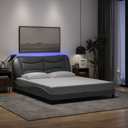 Rám Postele S Led Bez Matrace Hvar Světle Šedá 160X200 Cm Látka