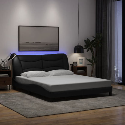 Rám Postele S Led Bez Matrace Hvar Černý 160X200 Cm Látka