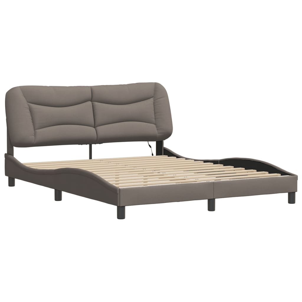 Rám Postele S Led Bez Matrace Hvar Taupe 160X200 Cm Látka