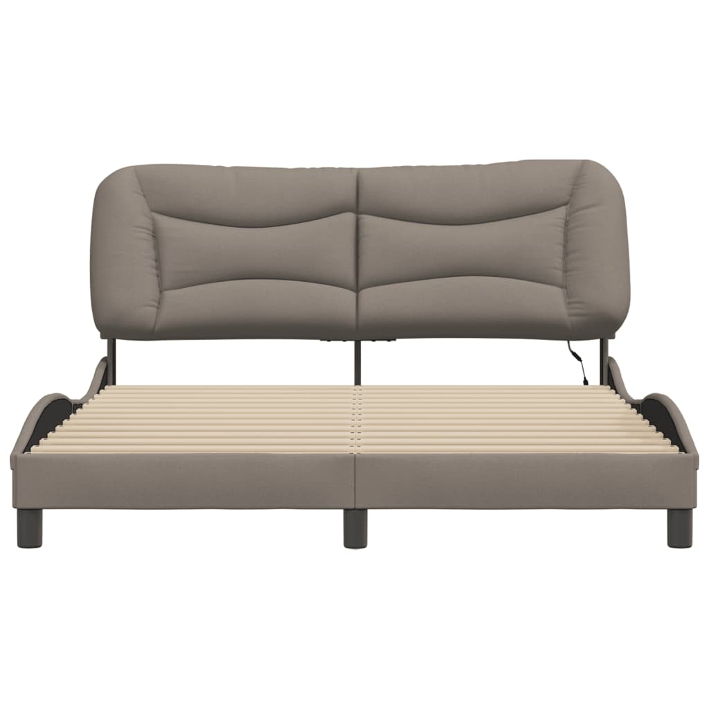 Rám Postele S Led Bez Matrace Hvar Taupe 160X200 Cm Látka