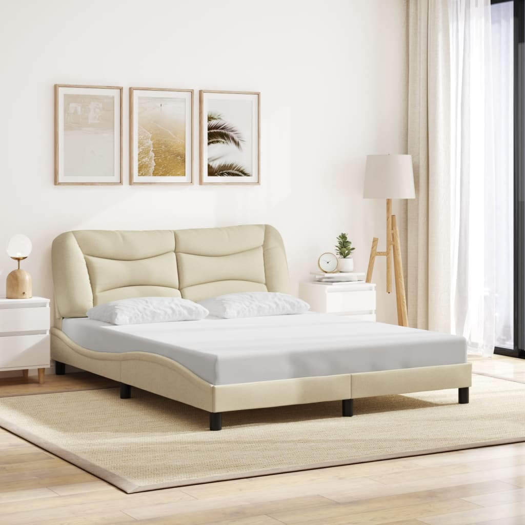 Rám Postele S Led Bez Matrace Hvar Cream 160X200 Cm Látka