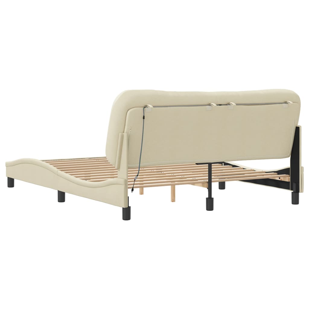 Rám Postele S Led Bez Matrace Hvar Cream 160X200 Cm Látka