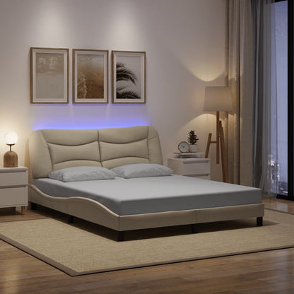 Rám Postele S Led Bez Matrace Hvar Cream 160X200 Cm Látka