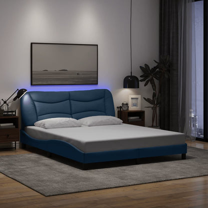 Rám Postele S Led Bez Matrace Hvar Modrý 160 X 200 Cm Textil