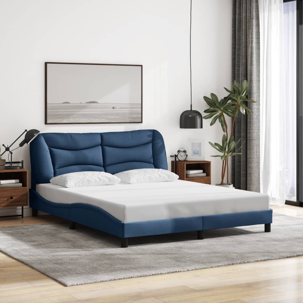 Rám Postele S Led Bez Matrace Hvar Modrý 160 X 200 Cm Textil