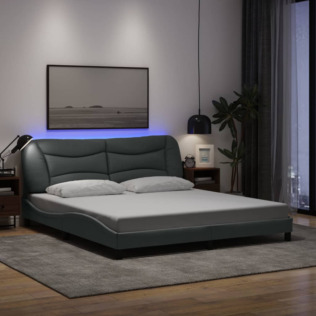 Rám Postele S Led Bez Matrace Hvar Světle Šedá 180X200 Cm Látka