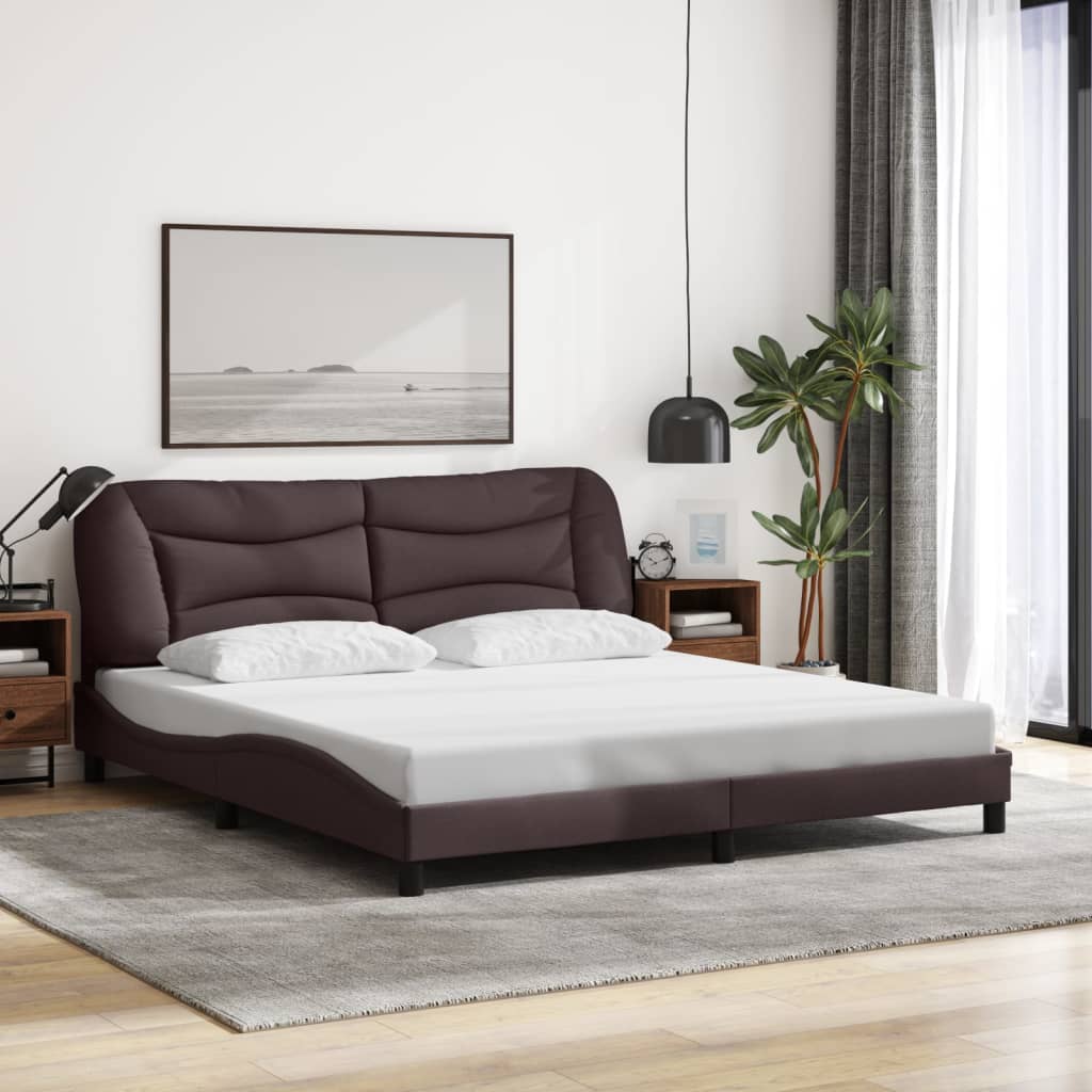 Rám Postele S Led Bez Matrace Hvar Tmavě Hnědá 180X200 Cm Látka