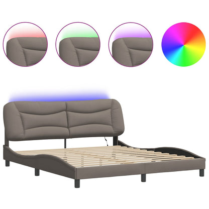 Rám Postele S Led Bez Matrace Hvar Taupe 180X200 Cm Látka