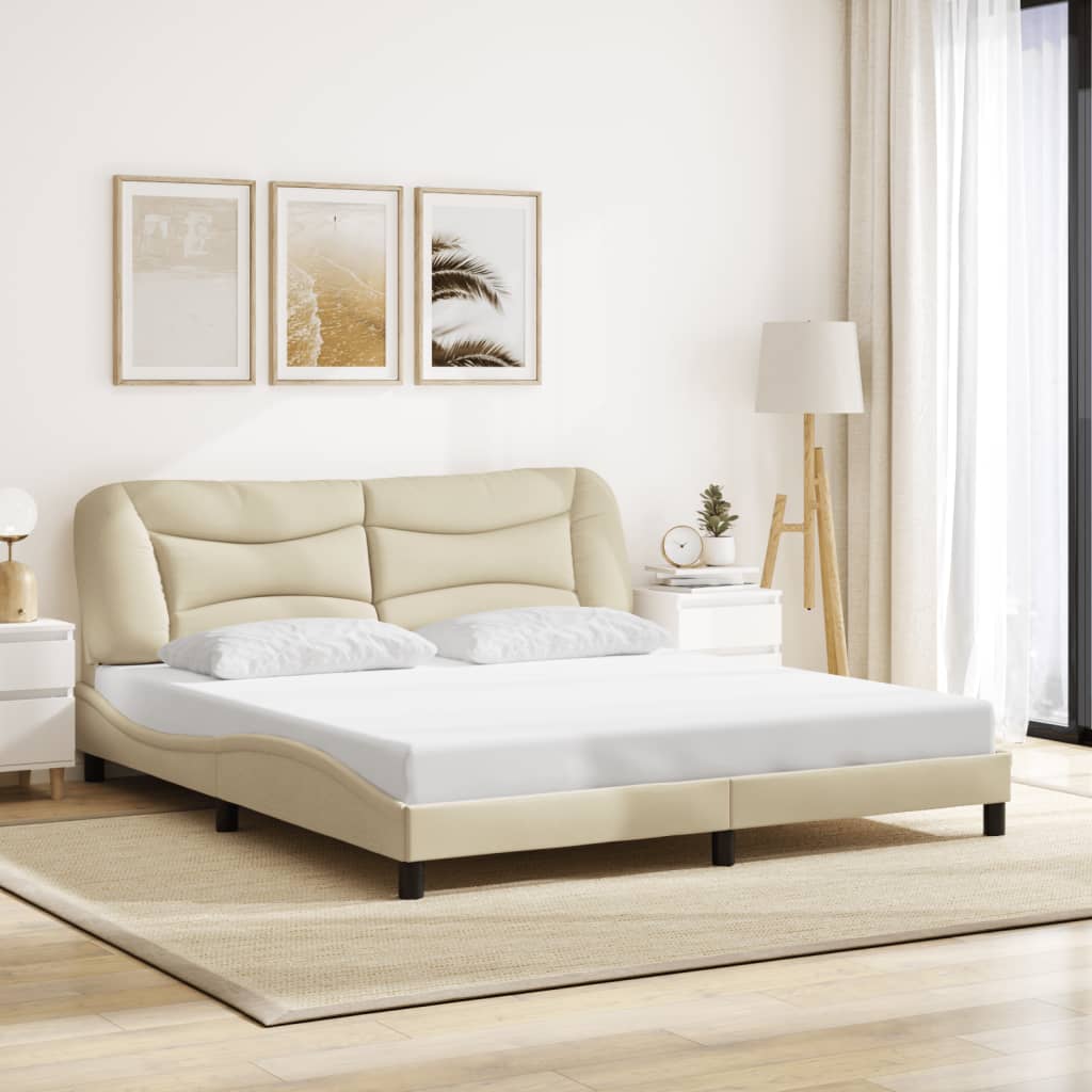 Rám Postele S Led Bez Matrace Hvar Cream 180X200 Cm Látka