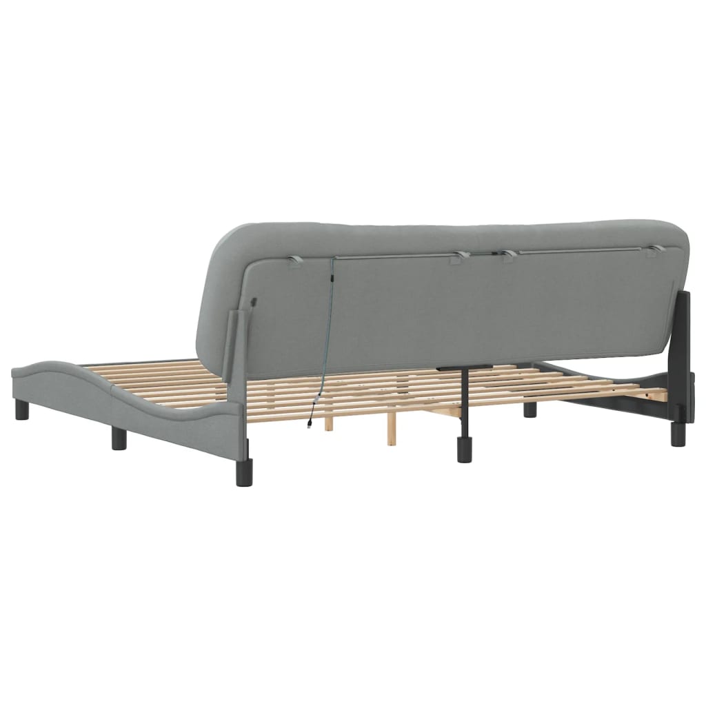 Rám Postele S Led Bez Matrace Hvar Světle Šedá 200X200 Cm Látka