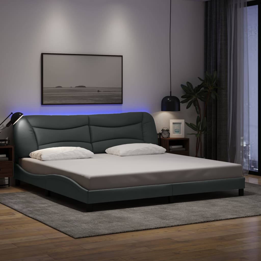 Rám Postele S Led Bez Matrace Hvar Světle Šedá 200X200 Cm Látka