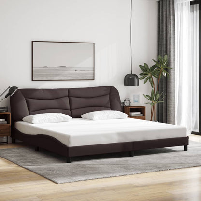 Rám Postele S Led Bez Matrace Hvar Tmavě Hnědý 200 X 200 Cm Textil