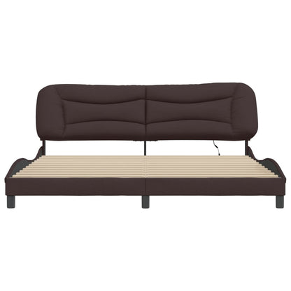 Rám Postele S Led Bez Matrace Hvar Tmavě Hnědý 200 X 200 Cm Textil