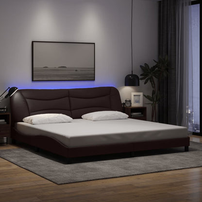 Rám Postele S Led Bez Matrace Hvar Tmavě Hnědý 200 X 200 Cm Textil