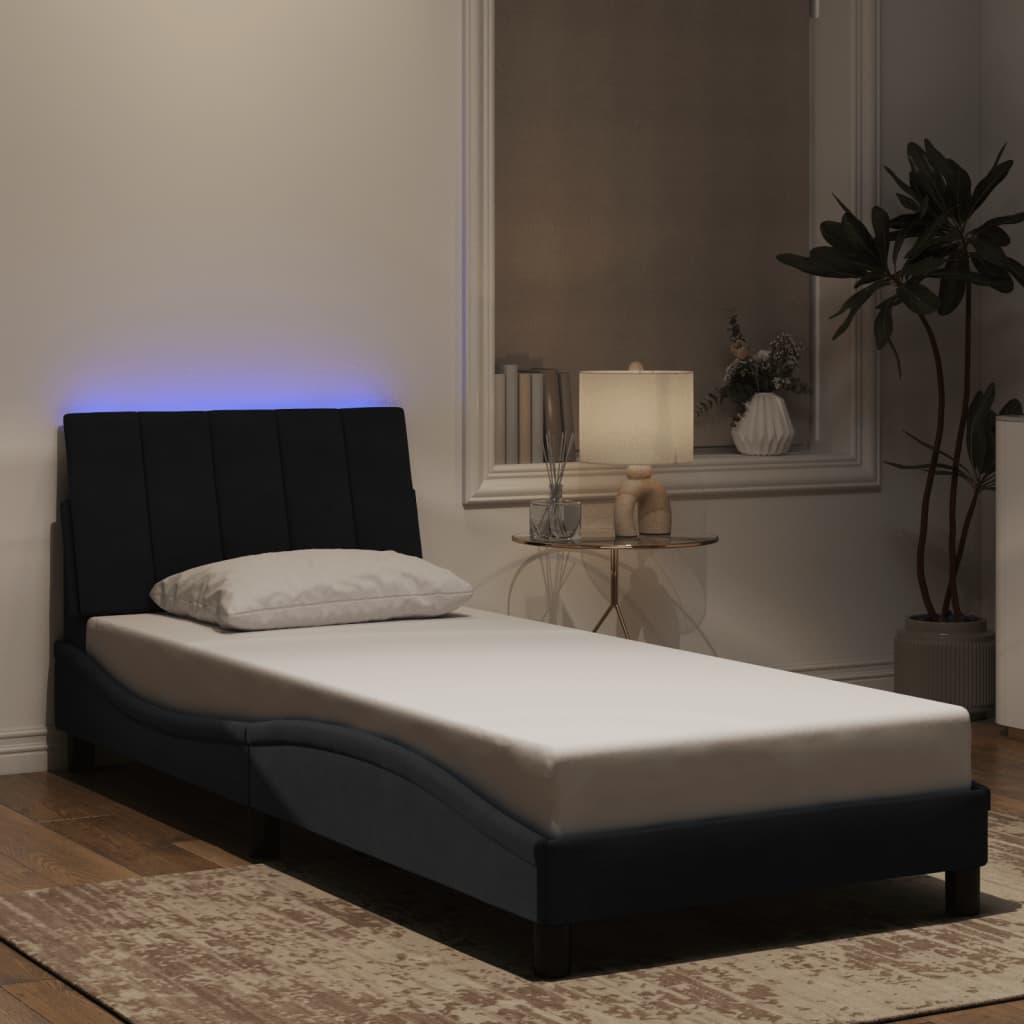 Rám Postele S Led Osvětlením Světle Šedý Samet