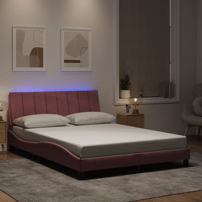 Rám Postele S Led Osvětlením Bez Matrace Hanko Růžový 120 X 200 Cm Samet