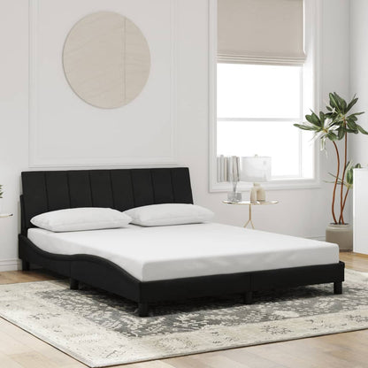 Rám Postele S Led Osvětlením Bez Matrace Hanko Černý 160 X 200 Cm Samet