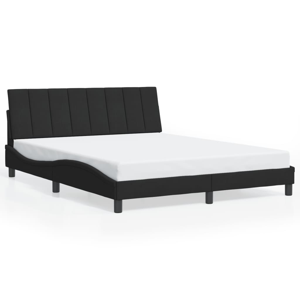 Rám Postele S Led Osvětlením Bez Matrace Hanko Černý 160 X 200 Cm Samet