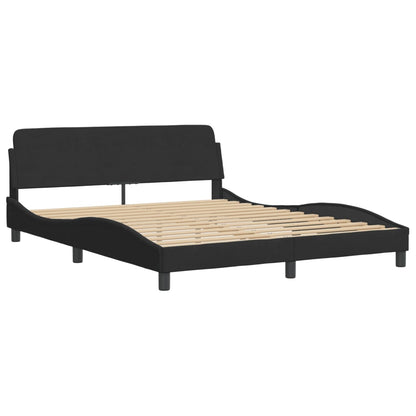 Rám Postele S Led Osvětlením Bez Matrace Hanko Černý 160 X 200 Cm Samet