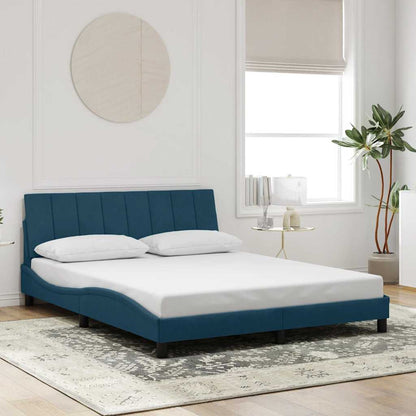 Rám Postele S Led Osvětlením Bez Matrace Hanko Modrý 160 X 200 Cm Samet