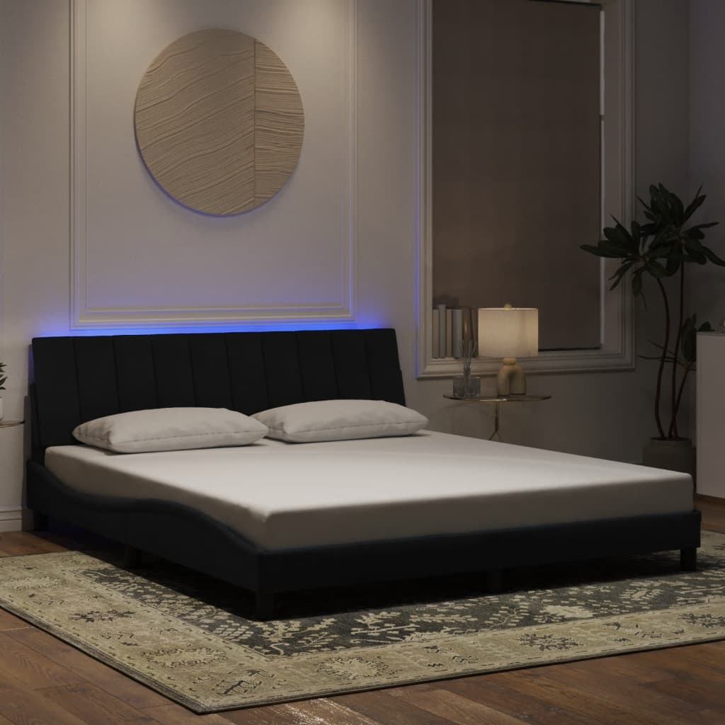 Rám Postele S Led Osvětlením Světle Šedý Samet