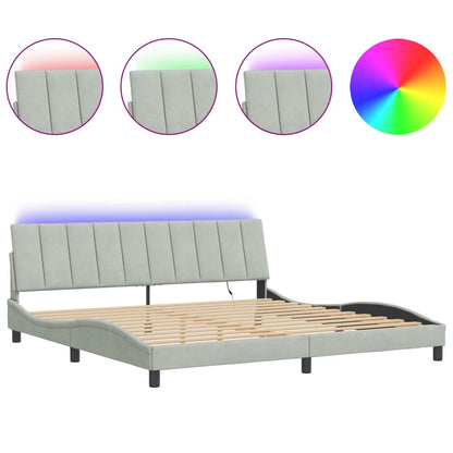 Rám Postele S Led Osvětlením Bez Matrace Hanko Světle Šedý 200 X 200 Cm Samet