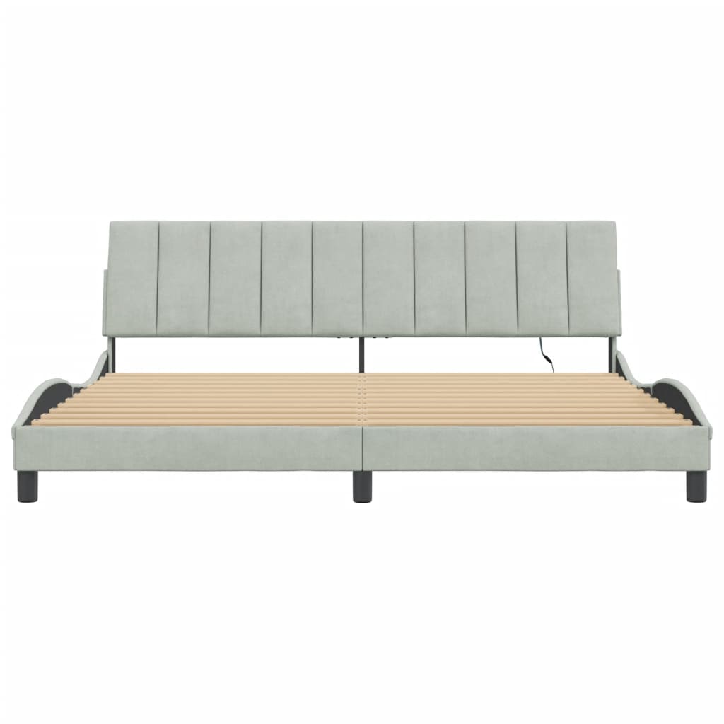 Rám Postele S Led Osvětlením Bez Matrace Hanko Světle Šedý 200 X 200 Cm Samet