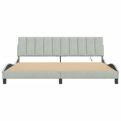 Rám Postele S Led Osvětlením Bez Matrace Hanko Světle Šedý 200 X 200 Cm Samet