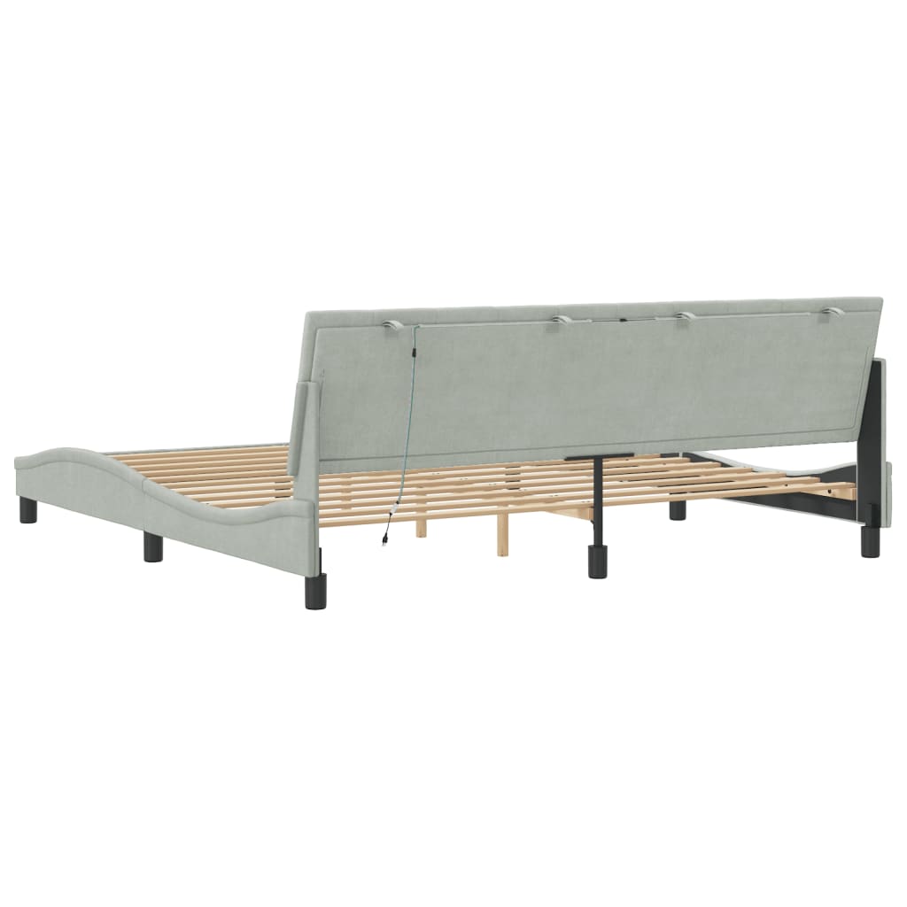 Rám Postele S Led Osvětlením Bez Matrace Hanko Světle Šedý 200 X 200 Cm Samet