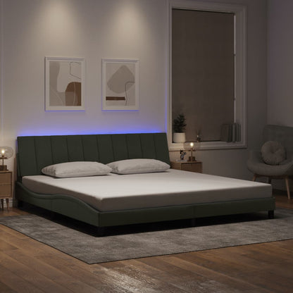Rám Postele S Led Osvětlením Bez Matrace Hanko Světle Šedý 200 X 200 Cm Samet