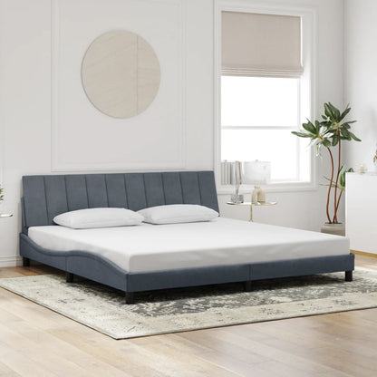 Rám Postele S Led Osvětlením Bez Matrace Hanko Tmavě Šedý 200 X 200 Cm Samet