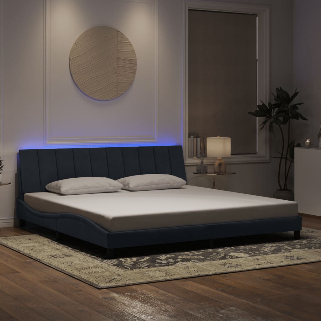 Rám Postele S Led Osvětlením Bez Matrace Hanko Tmavě Šedý 200 X 200 Cm Samet