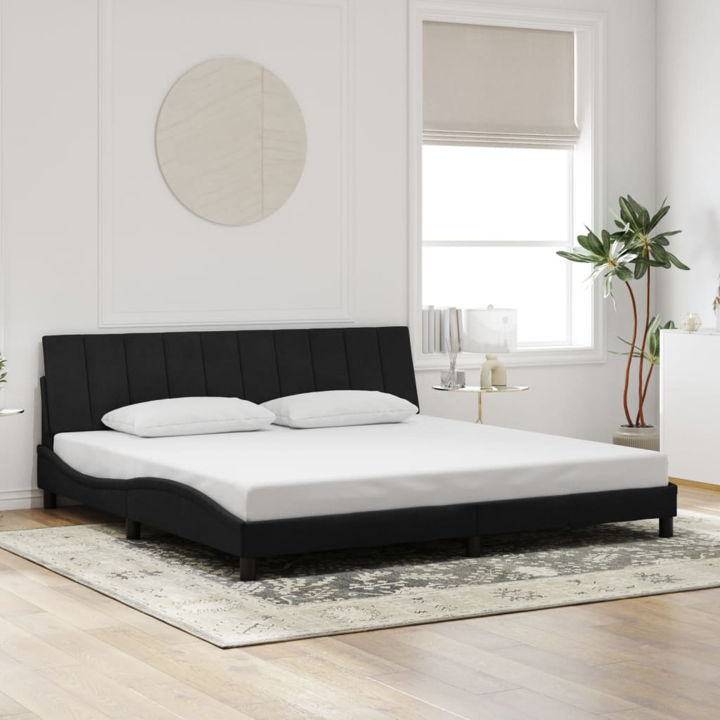 Rám Postele S Led Osvětlením Bez Matrace Hanko Černý 200 X 200 Cm Samet